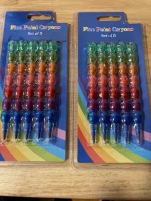 Fine Point Crayons Stacker Pencils Multicolor Set of 2 Packs 5 Crayons Each Pack