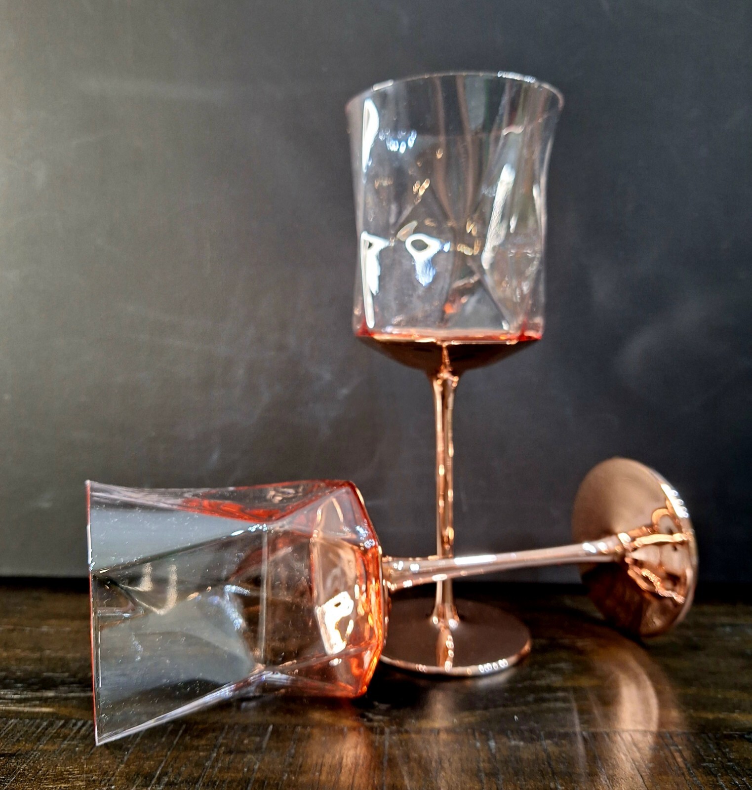 Luxe Habitat Beautiful Faceted Rose Gold Stemmed Wine Glasses eBay