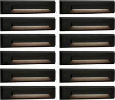 12 Pack Low Voltage 9-15V AC/DC LED Linear Step Lights, 2W Landscape Cutoff Stai