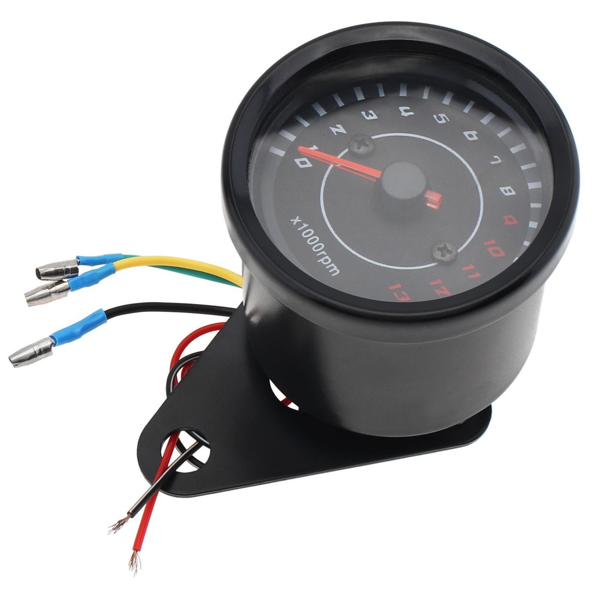 Tachymètre Moto Universel POFET 13000 RPM - Compte-tours Électronique Avec Rétroéclairage LED - Argent