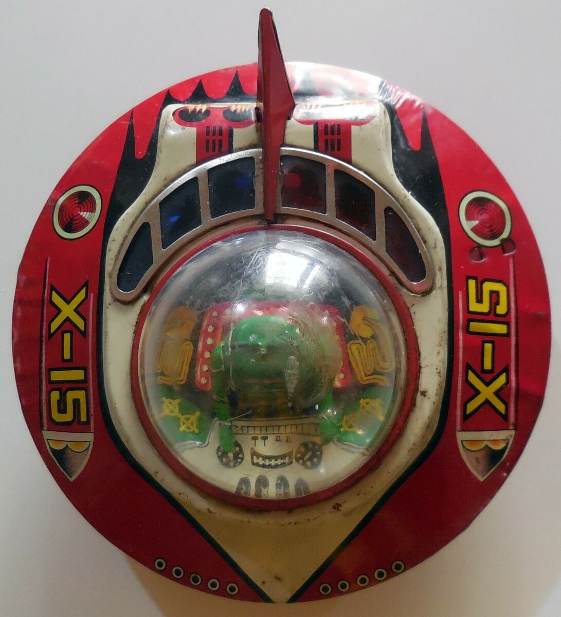VINTAGE TIN TOY LITHO WIND UP SPACE SHIP X-15 KO MADE JAPAN VINTAGE TIN TOY LITHO WIND UP SPACE SHIP X-15 KO MADE JAPAN