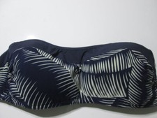 Gap Body Womens Size S Bikini Top Navy Wireless Lined Strapless Leaf Print Swim