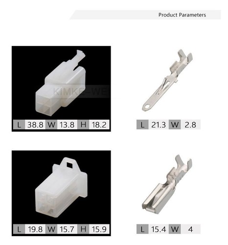 Kit de enchufe conector eléctrico de 4 pines/vía de 2,8 mm para moto motocicleta coche automático - Imagen 2 de 4