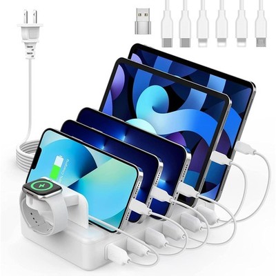 Charging Station for Multiple Devices, 50W 6 Ports Charging Dock with 6 Cable...