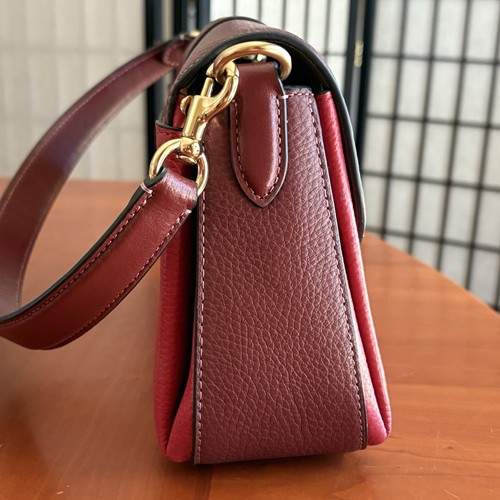 Coach Mini Grace Pebbled Leather Shoulder/Hand Bag Colorblock Red Apple CC057 - Picture 2 of 16