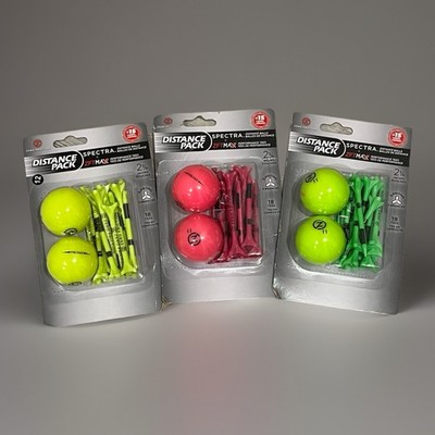 Zero Friction Spectra Distance Golf Balls w/ ZFT MAX Tees 3 Packs Neon Colors