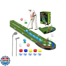 VATOS Golf Putting Mat Indoor for Kids - Golf Game Set with LED B