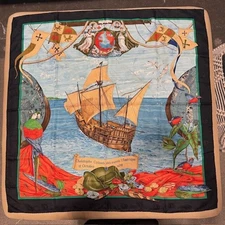 Hermes Christophe Columb Decouvre Amerique Vintage Silk Scarf- 90cm