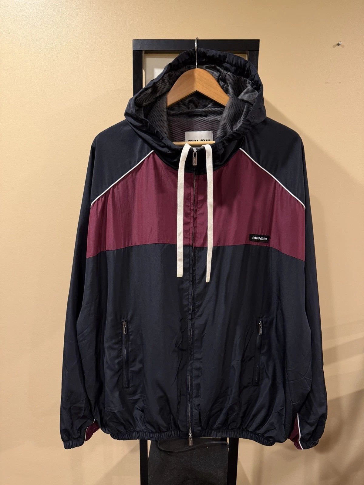 Miu Miu — Miu Miu Technical Silk Zipper Blouson Windbreaker Jacket
