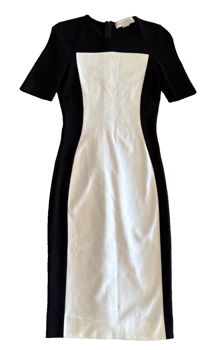 Stella McCartney Dress Womens 40 Bodycon Black White Colorblock