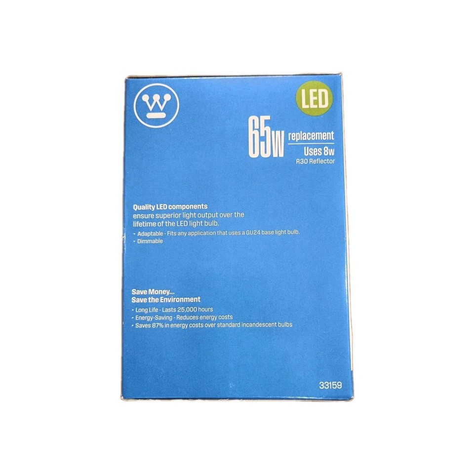 2x Westinghouse R30 Dimmable LED Bulbs Soft White 65W Eq 8W GU24 Base 3315900 - Image 4 of 4