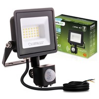 Led-Strahler ZUNA2 20W 1800Lm 6500K IP44 Schwarz Bewegungsmelder Lumiled
