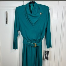 Vintage Positive Attitude Knit Dress 11/12 Green Belted NWT 80s 90s