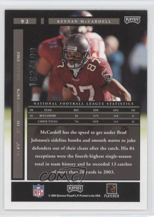 2004 Playoff Honors Xs /199 Keenan McCardell #92 - Image 2 of 2