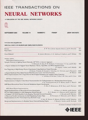 IEEE Transactions on Neural Networks: Special Issue on Hardware Implementation..