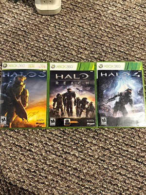 Microsoft Xbox 360 Halo Game Lot: Halo 3, Halo Reach, Halo 4 w/ Cases (TESTED)