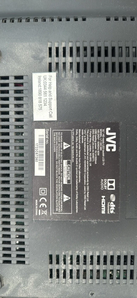 JVC LT-32C360 HD READY LCD TV BLACK HDMI WITH REMORE LEAD - Image 3 of 4