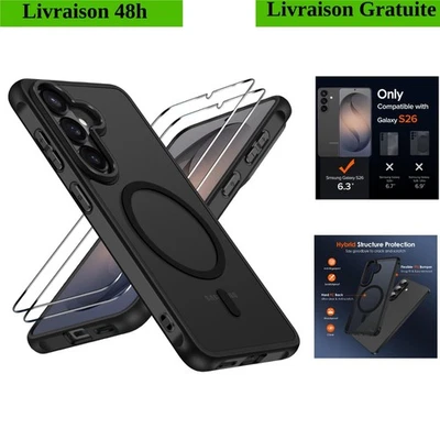 Coque Magnétique Samsung Galaxy S26 5G avec Verre Trempé - Noir - Photo 1/4