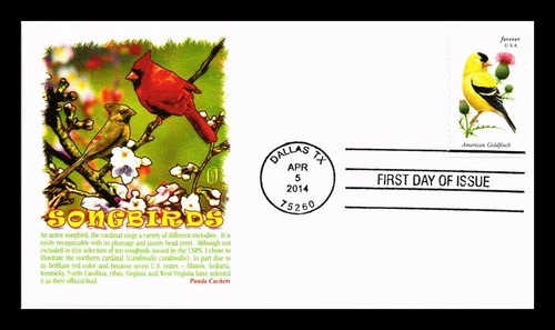 US COVER PANDA CACHETS FIRST DAY OF ISSUE SONGBIRDS AMERICAN GOLDFINCH