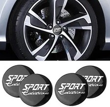 4PCS Wheel Hub Center Caps Stickers, 56mm 2.23in Center Cap Color: SPORT Black