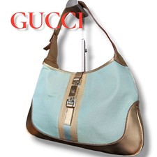 Borsa a tracolla Gucci Jackie Hobo blu chiaro tela pelle usata unisex