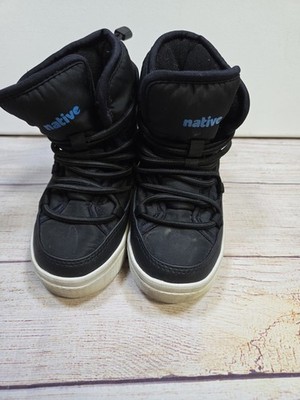 Native Chamonix Boots Toddler Boys Size C9  Black Fleece Lined Winter Snow Warm