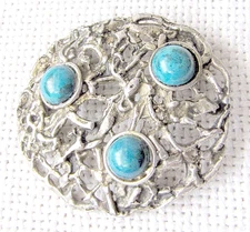 Vintage modernist gilt silver pierced brooch set with Eilat stone, weight: 15 gr