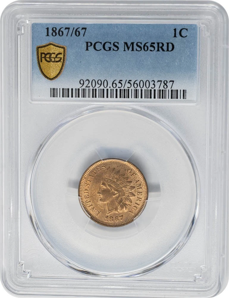 1867/67 Indian Head Cent 1c MS65RD PCGS Secure Pop 1, none finer! 951119-1