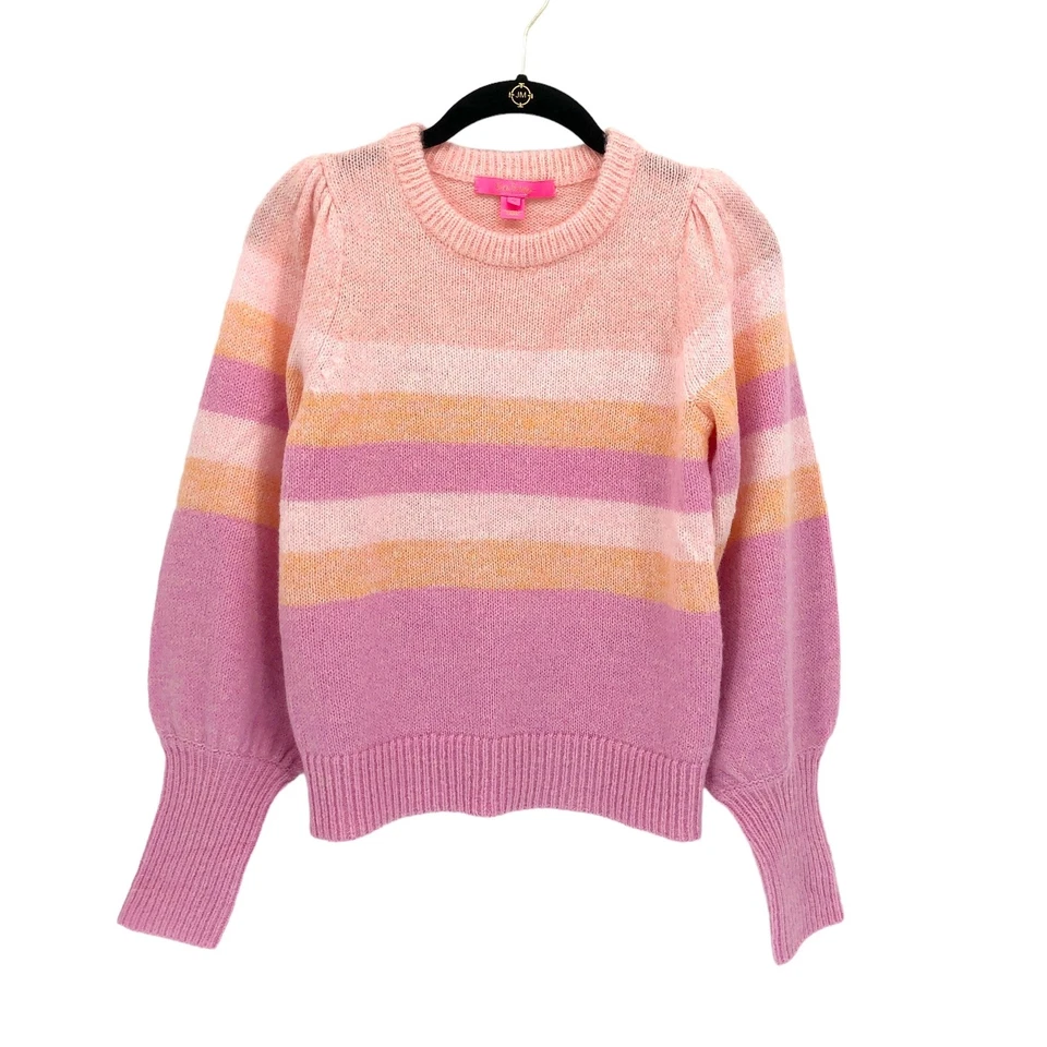 Lilly Pulitzer Ritza Sweater Pink Knit Striped Blouson Sleeve Womens XXS EUC - Image 2 of 4
