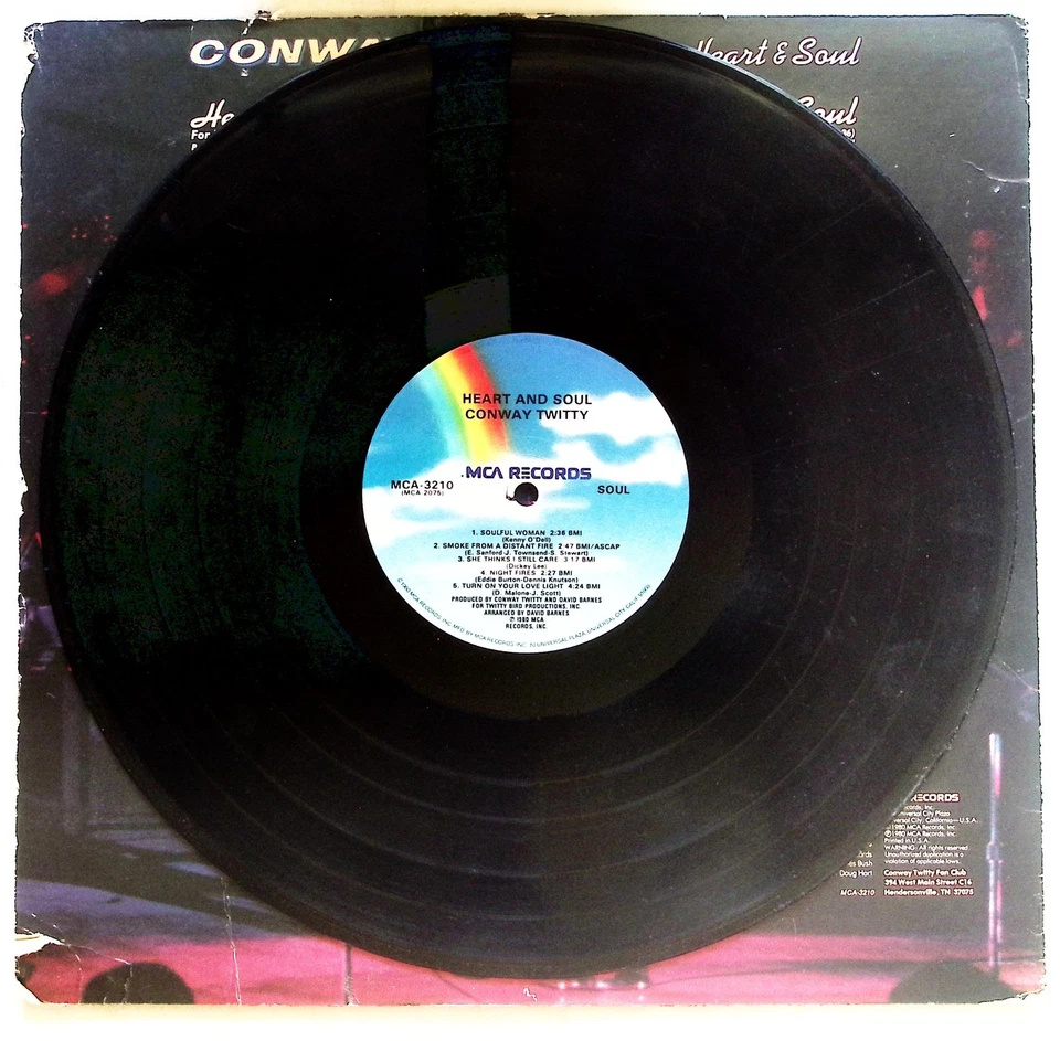 CONWAY TWITTY – HEART & SOUL - MCA RECORDS  VINYL LP 225-20 - Image 3 of 4