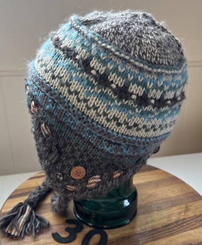 ACORN PERUANISCHER STRICK BRAUNTÖNE, BLAU, HELLBRAUN. MÜTZE. SHERPA GEFÜTTERT. ONE SIZE. Sehr guter Zustand. 30 - Bild 2 von 4