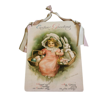 Moonlight & Roses Easter Greeting Birchwood Postcard Wall Art Marta E. Peters