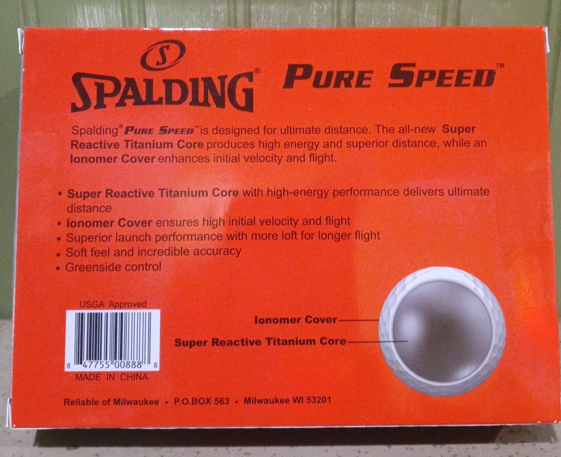 Spalding Pure Speed - 12 Red Golf Balls (Super Reactive Titanium Core)