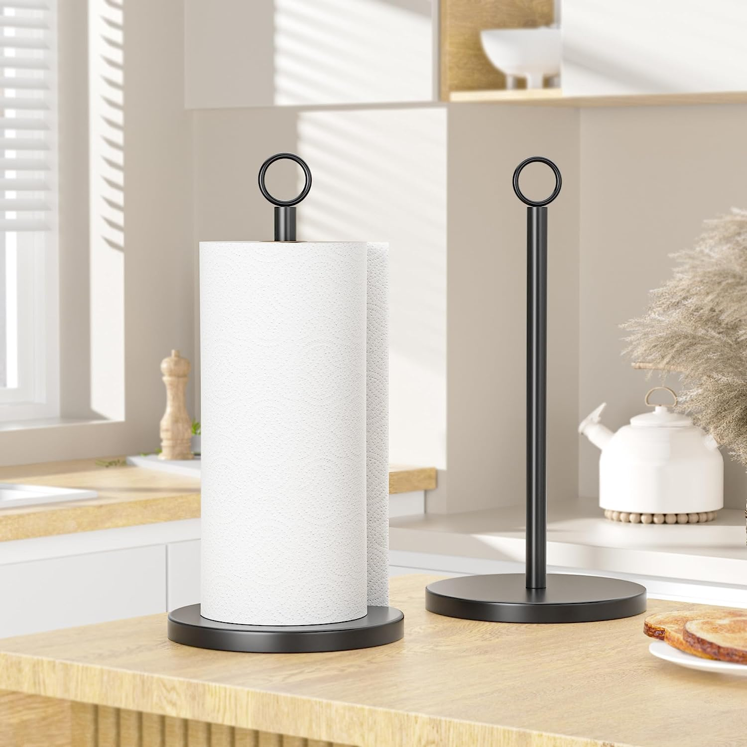 Matte Black Kitchen Roll Holder Free Standing Paper Towel Holder