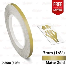 MATTE GOLD 1/8" 3mm Roll PIN STRIPE Car Striping Line TAPE Decal Vinyl Sticker