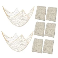 6 PCS Natural Fish Net Nautical Themed Cotton Fishnet Hawaiian Party 6 Pack