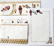 Carol Wilson Fine Arts Embossed 10 Stationery Sheets With Envelopes Old Shoes 