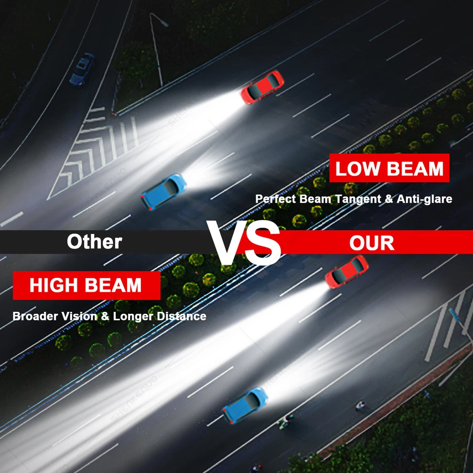 For Chevrolet S10 1994-2004 4X 6000K COB High Low Beam LED Headlight Bulbs Combo - Image 4 of 4