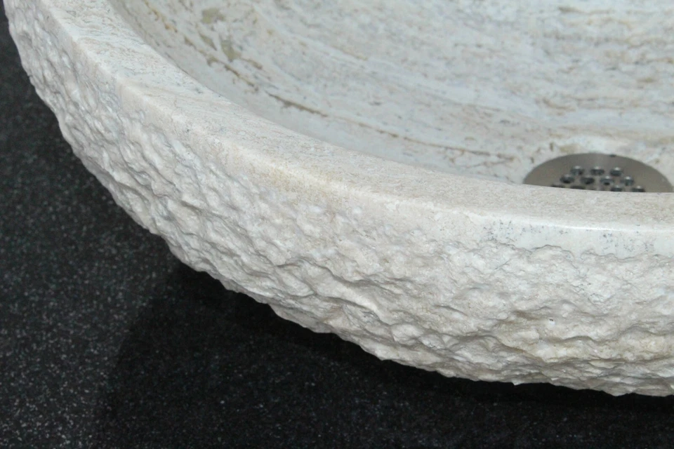 Stone sink bathroom vessel sink travertine marble sinks rustic - Image 4 of 4