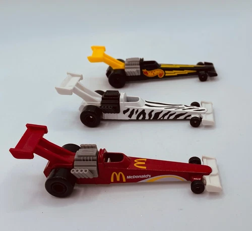 1993 McDonalds Dragster Race Cars Lot of 3 Happy Meal Toy Mattel Vintage
