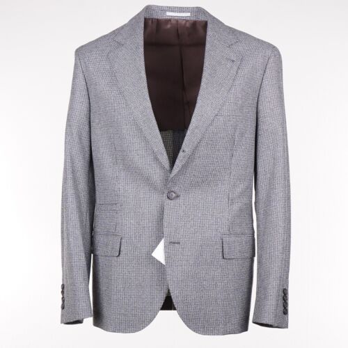 Brunello Cucinelli Slim-Fit Gray Houndstooth Check Wool Suit 40R (Eu 50) NWT - Picture 1 of 13