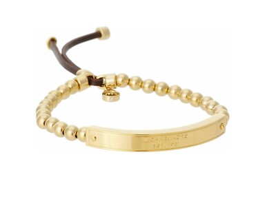 MICHAEL KORS GOLD TONE,S/STEEL LOGO PLAQUE,STRETCH BEADS, CHARM - Main Image