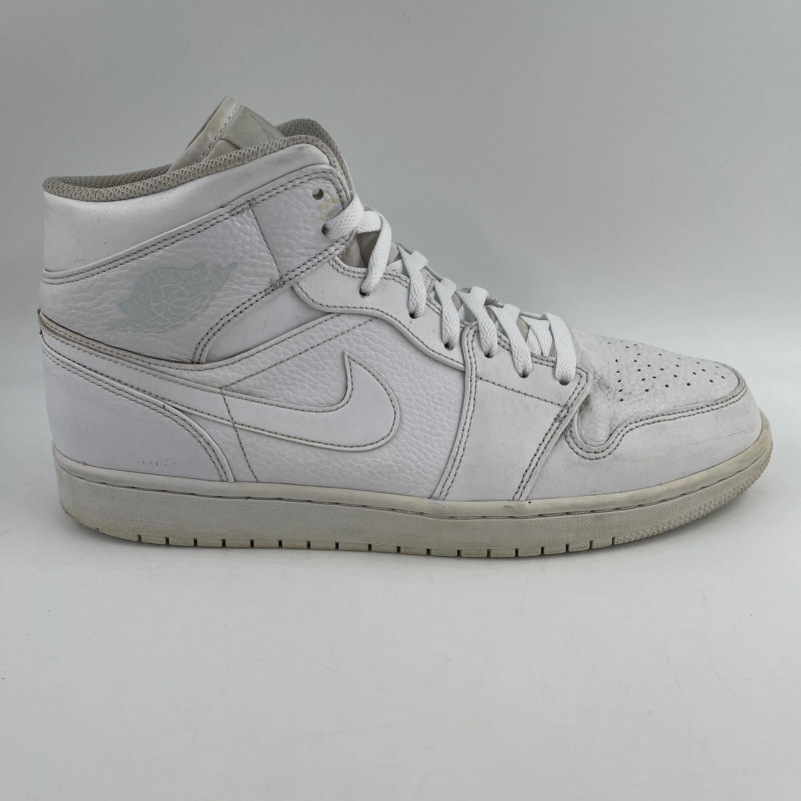 Nike Men’s Air Jordan 1 Mid 2019 Triple White Shoes Sneakers Size 12