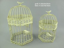 Antico Decorazione Gabbia per Uccelli 2er-Set IN Metallo Piante Fiori 6-eckig