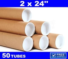 50 - 2 x 24" Kraft Tubes Poster Document Graphics Mailing Shipping Packing Tube