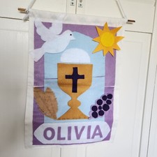 First Communion Banner for Girls Catholic Craft Decoration