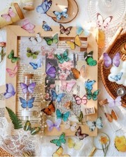 40 Pcs Butterfly Stickers, Clear Colorful Wings Flutter Garden Nature