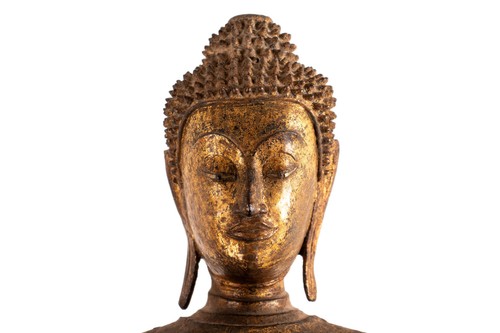 Antiker, stehender Buddha, vergoldete Bronze, Thailand, Ayutthaya -Per., 17. Jh. - Bild 3 von 13
