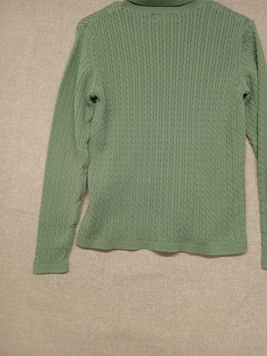 Lands End Pullover Damen Medium (10-12) Zopfmuster Rollkragen olivgrün - Bild 11 von 14