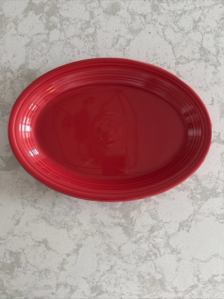 Fiesta Serving Platter Scarlet Red Large Oval Serving Platter 13 5/8” USED - Image 2 of 4